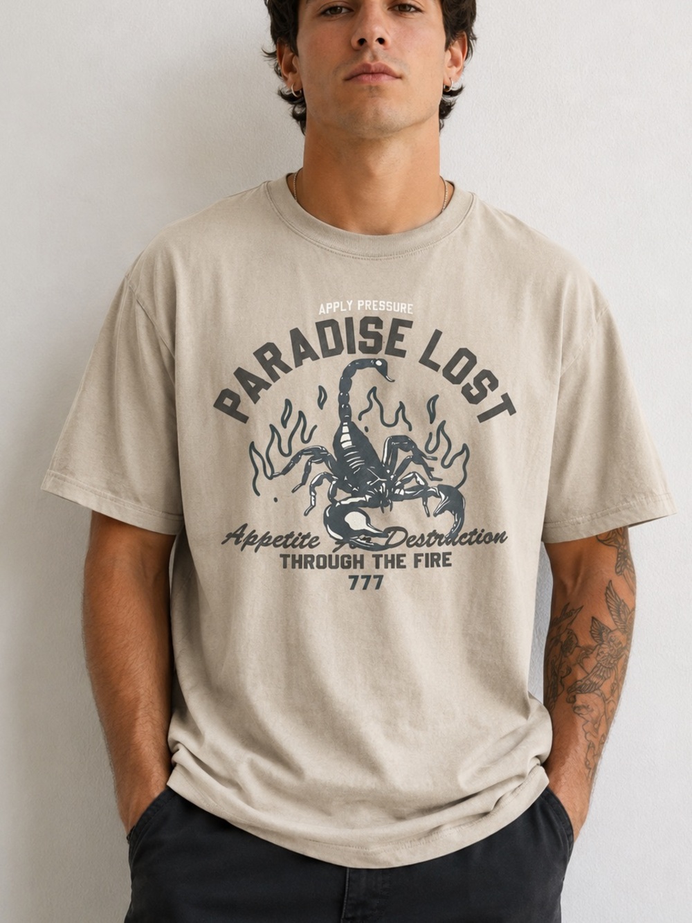 Paradise Lost Scorpion Graphic short sleeve Tee men’s XL Sand Beige Streetwear